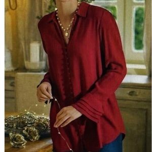 Soft Surroundings Poet Blouse in Red Size S